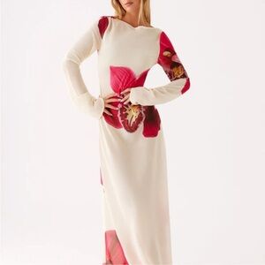 Peppermayo Cream and Red Floral Maxi Dress